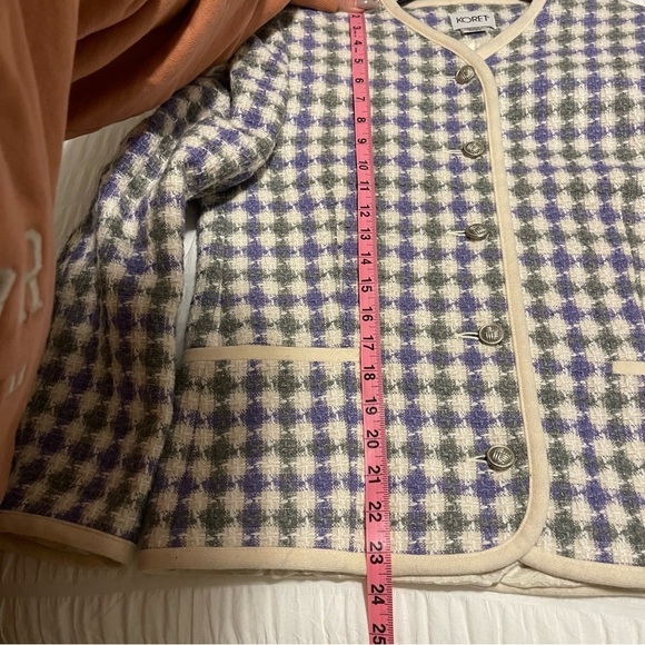 Vintage Koret Purple Green and Cream Plaid Blazer - Picture 7 of 8